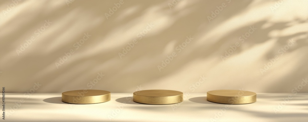 Poster 3d render of a minimal gold podium scene background for product display presentation