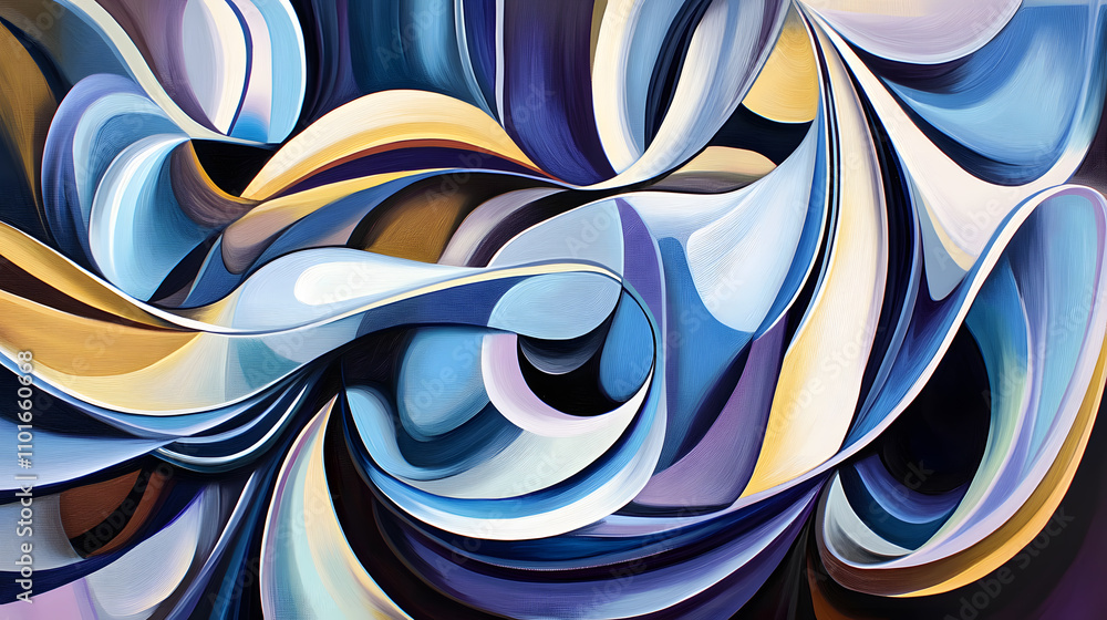 Poster dynamic abstract art showcase gallery space visual artwork indoor environment close-up view creative