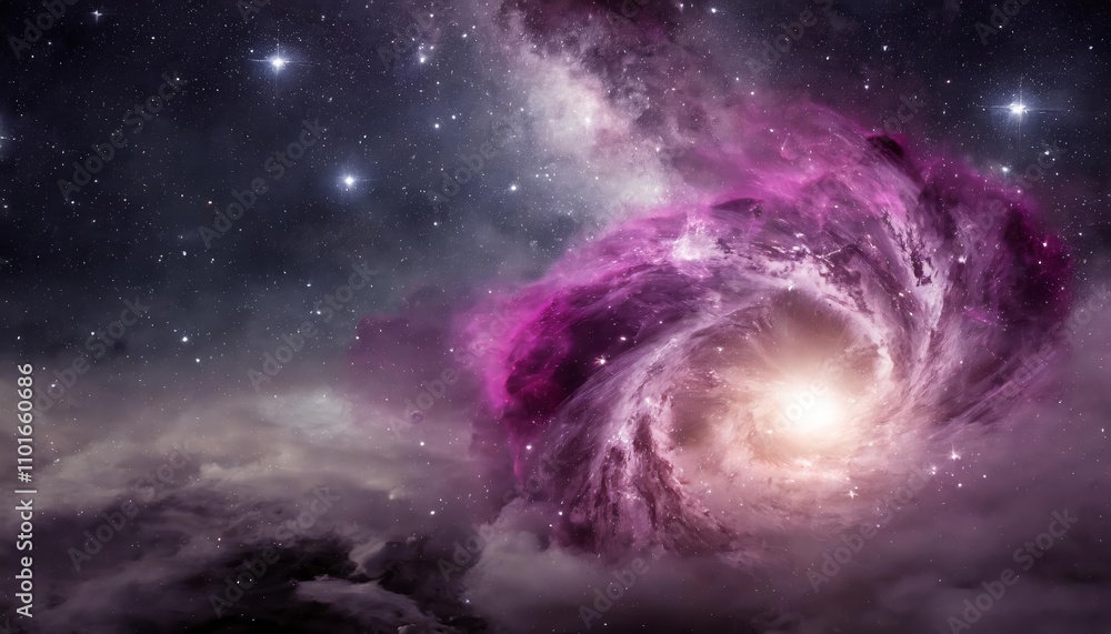 Poster stunning cosmic display of space nebula and galaxy : a captivating view of celestial wonders with vi