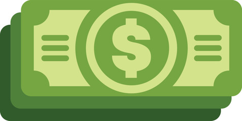 Stack of crisp green bills with a prominent dollar sign, symbolizing financial success and prosperity