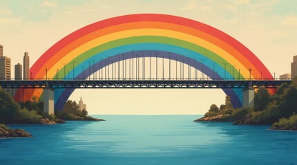 Naklejka premium A Rainbow Bridge Connecting Diverse Worlds