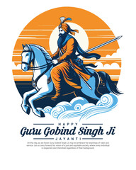 Fototapeta premium Happy Guru Gobind Singh Jayanti Festival Celebration Social media post banner template