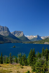 St. Mary Lake in the Glacier National Park, Montana USA vertical /...