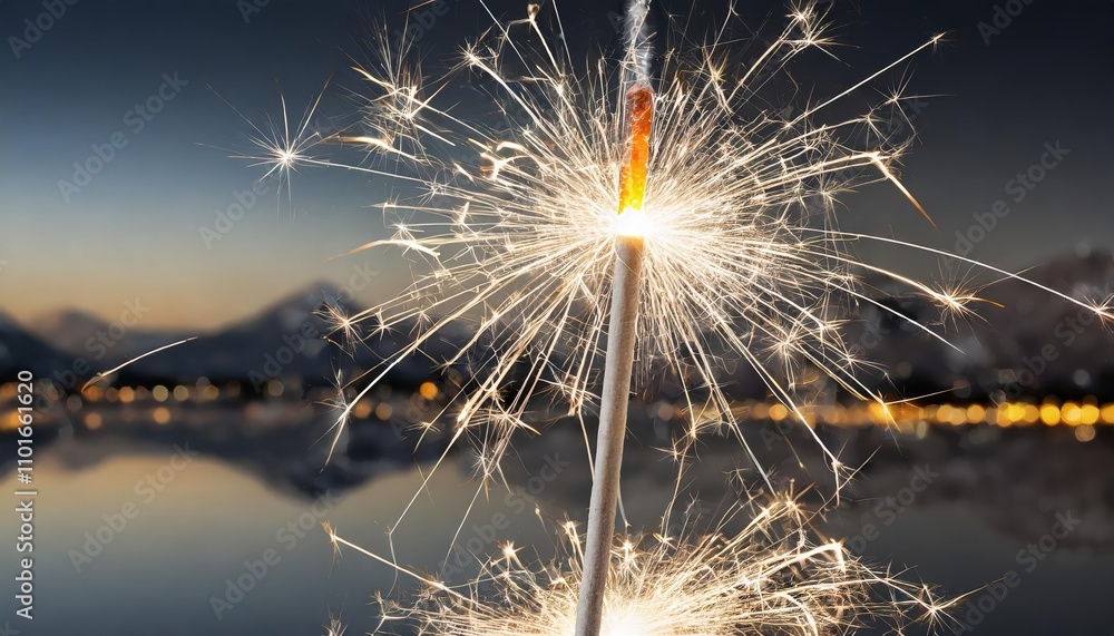 Poster sparkler isolated on transparent background - realistic sparkling light effect perfect for festive c