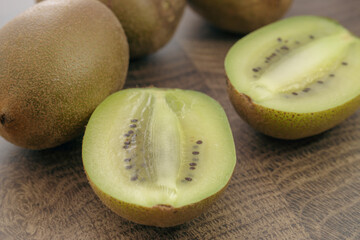 Close up of kiwi fruit. Close-up image of sliced green kiwi fruit.