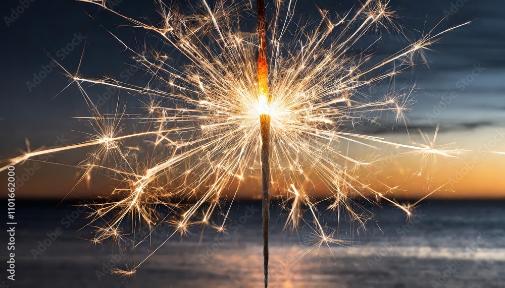 Poster dazzling sparkler isolated on transparent background in high resolution - perfect for festive events