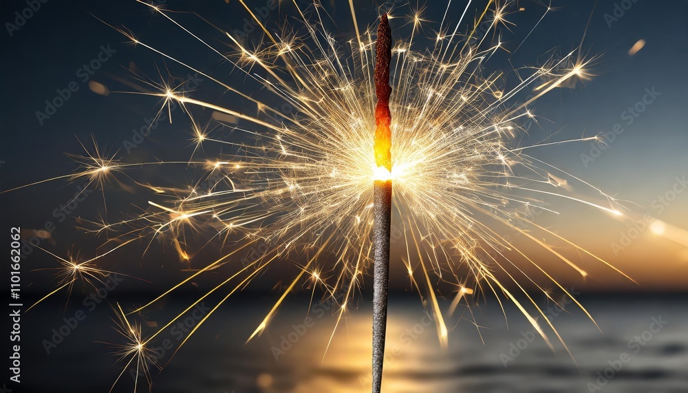 Aufkleber sparkler isolated on transparent background â€“ high-resolution image of sparkling light for festive