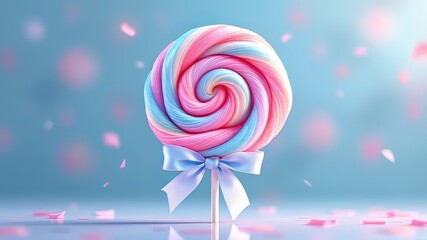 Close-up of a pastel lollipop, school season.