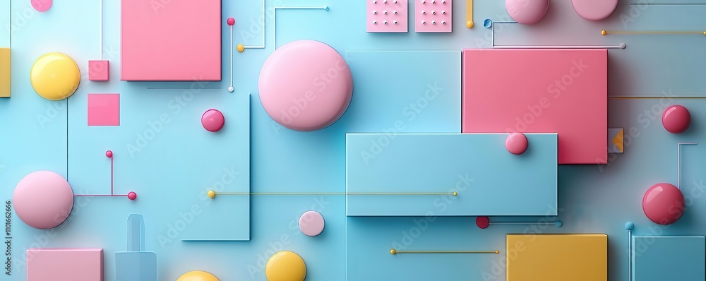 Poster workflow efficiency board flat design front view resource management theme 3d render colored pastel
