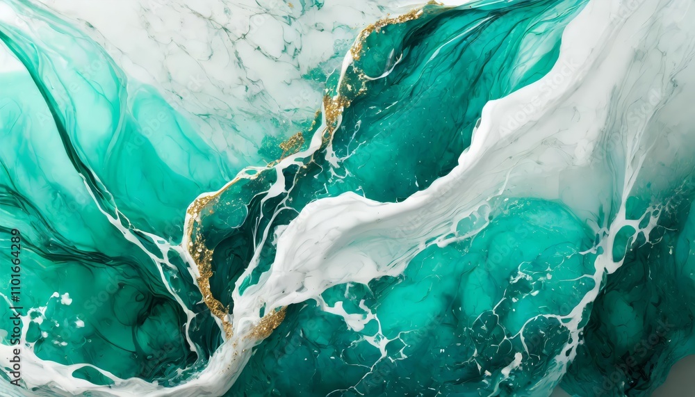Aufkleber mesmerizing teal and white liquid ink swirls, blending seamlessly with intricate churning patterns a