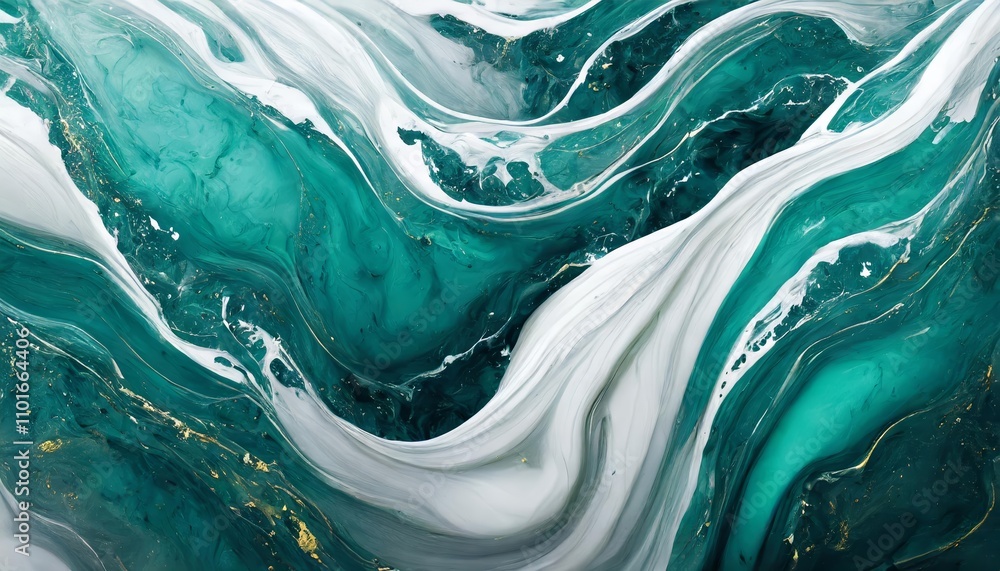 Aufkleber mesmerizing high-resolution image of teal and white liquid ink swirling in harmony, showcasing a stu