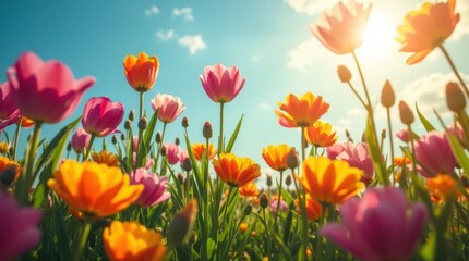 Fototapeta premium A Rainbow Garden in Bloom