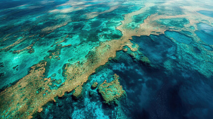 Fototapeta premium A breathtaking aerial view showcasing a vibrant coral reef in the ocean