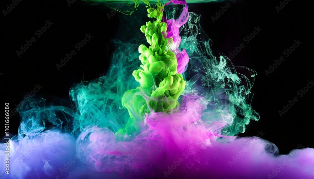 Aufkleber vibrant splash of colorful paint, water, or smoke on a dark background creating an abstract pattern 