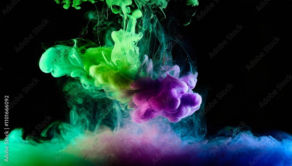 Poster a dynamic splash of vibrant paint, water, or smoke on a dark background, showcasing an abstract and 