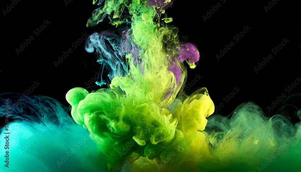 Aufkleber dynamic abstract art: a splash of vibrant paint, water, or smoke on a dark background. a mesmerizing