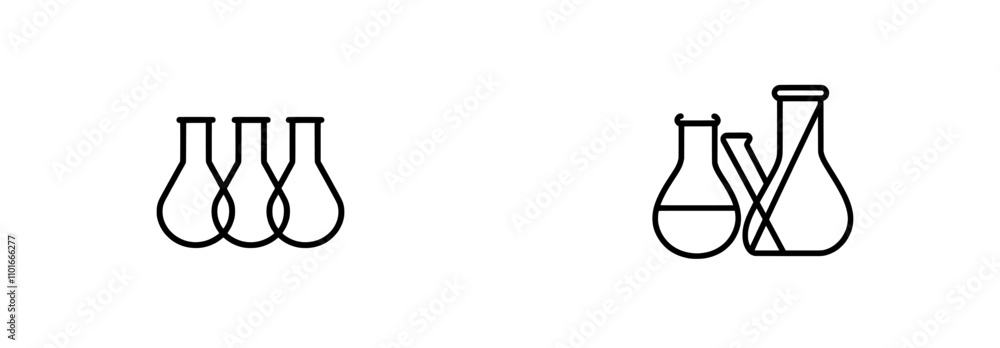 Poster continuous single-line art drawing of lab experiment tools. minimalist laboratory glassware for rese