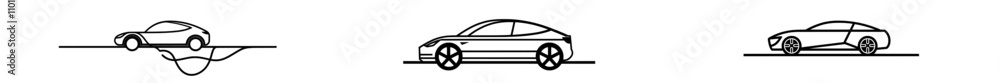 Poster a continuous line forms a modern car icon. a linear background features an electric car. a modern au
