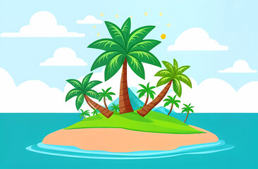 Obraz premium Travel concept. Palm trees on the island