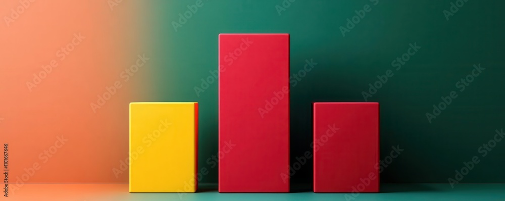 Poster workplace goals chart flat design front view recognition and success theme 3d render triadic color s