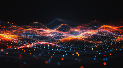 Fototapeta premium Abstract digital background electromagnetic wave background Innovation digital wave background information technology background The background is the background. gradient wave digital wave banner