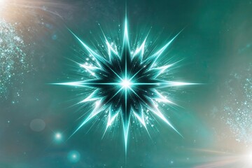 Fototapeta premium Ethereal Teal Star Bursts Overlay with Spectral Illumination and Shimmering Effects