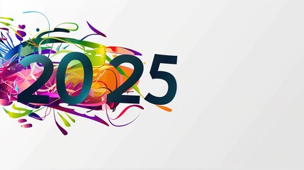 Dynamic and colorful "2025" digital animation concept. New Year's greeting cards, video production,festival activities,New Year's dynamic picture
