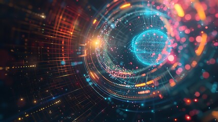 A vibrant digital representation of interconnected data and energy, symbolizing technology and information flow.