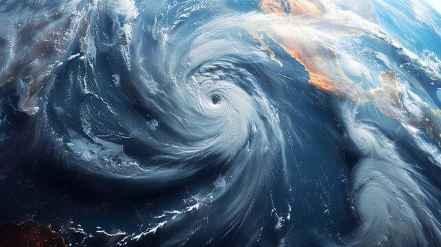 A swirling anticyclone forms over the Pacific, influencing air patterns and ocean currents