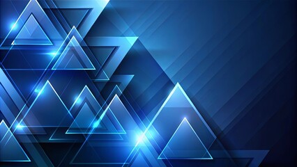 Obraz premium Abstract Blue Triangular Geometric Design with Glowing Effects