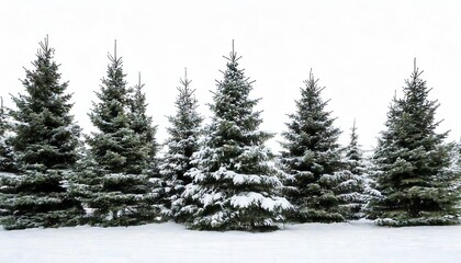 Winter wonderland of snow-covered evergreen trees nature landscape photography serene winter environment minimalist viewpoint