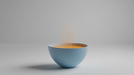 Steaming Orange Soup in a Blue Bowl