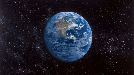 Obraz premium A breathtaking view of Earth shows land, oceans, and the atmosphere amid stars