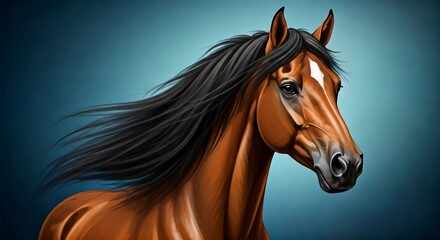 Obraz premium Black horse white background real image.