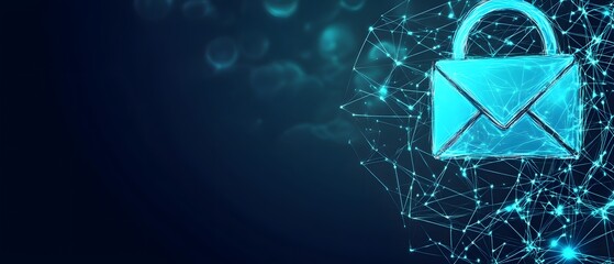 Digital illustration of a secure email concept with a lock and network connections.