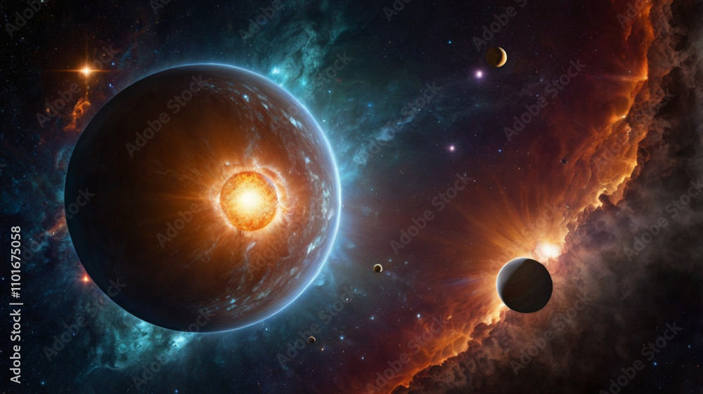 Wall mural ai generated beautiful and stunning image of universe, showing attraction of universal objects