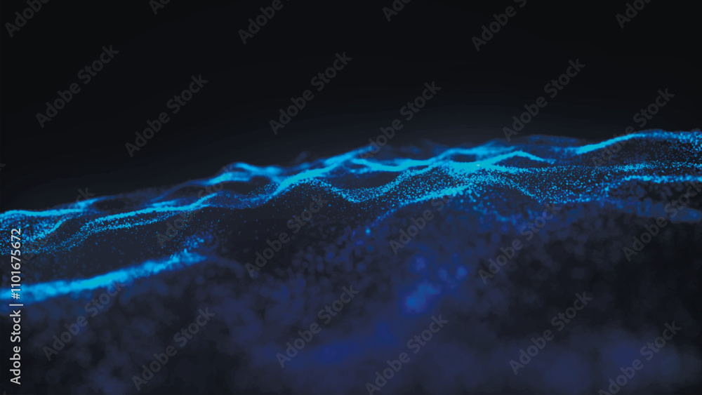 Poster dynamic wave of glowing points. futuristic background for presentation design. 3d vector illustratio