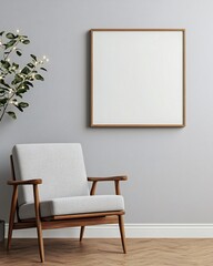 Modern Living Room Mockup Square Frame Armchair Plant
