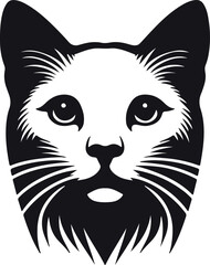cat head silhouette vector style with white background