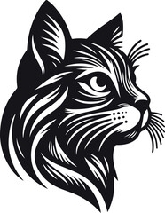 cat head silhouette vector style with white background
