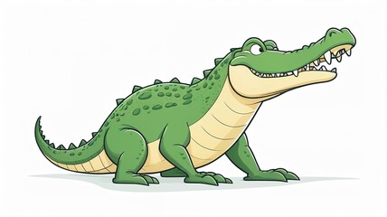 Obraz premium A fun, humorous crocodile cartoon in minimalist style, ideal for lighthearted artwork. 