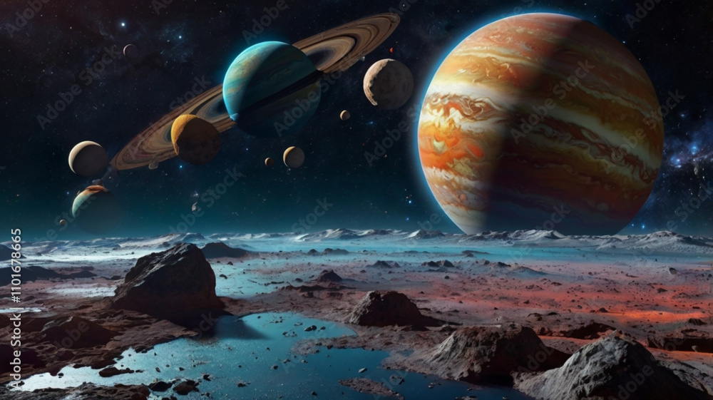 Wall mural ai generated beautiful and stunning image of universe, showing attraction of universal objects