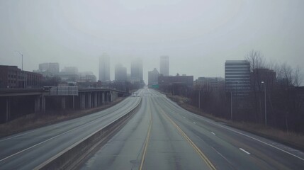 Fototapeta premium Empty express lane on highway during off-peak hours, symbolizing efficiency and opportunity in a calm, uncluttered environment.