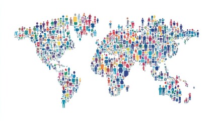 Fototapeta premium Global social media network, Digital world map with users worldwide connections