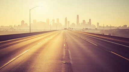 Fototapeta premium Empty express lane on highway during off-peak hours, symbolizing efficiency and opportunity in a calm, uncluttered environment.