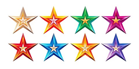 Obraz premium Colorful Star Logo Designs - Shine Star Icon Templates for Creative Branding and Modern Vector Illustrations