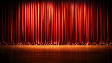 Show time red theatrical curtain waiting to unveil captivating performance on stage.