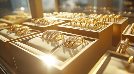 Golden Bracelets Displayed In Elegant Boxes