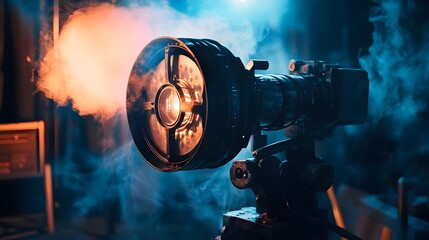 Cinematography, film production, movie, film maker logo design template inspiration. Branding for website, movie production, videographer, video editor.movie camera and film strip logo design template