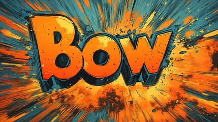 Comic style explosion bubble with text " bow "